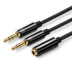 Rozdzielacz audio UGREEN AV140 AUX suchawki + mikrofon do kabel 20 cm mini jack 3,5mm - czarny (20898)
